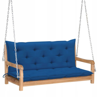 Záhradná hojdačka - Hojdačka s modrým vankúšom 120 cm Teke Wood