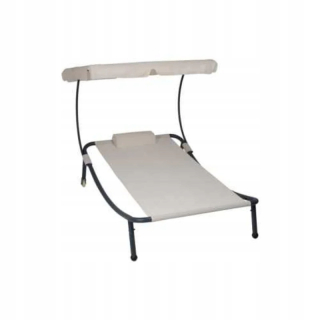 Záhradné lehátko - Single Garden Deckchair s béžovou strechou