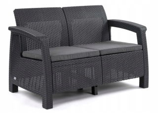 Záhradná lavica, lavička - Keter Corfu Garden Sofa 2-osobná grafitová pohovka