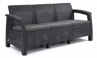 Záhradná lavica, lavička - Keter Corfu Garden Sofa 3-osobná grafitová pohovka