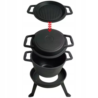 Kotlík na guláš - 10l liatinový kotol s krytom grilu