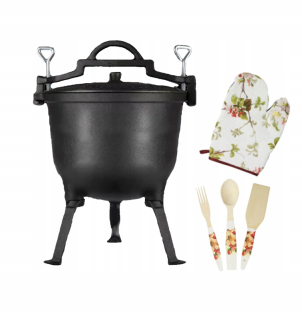 Kotlík na guláš - Caulted Cauldron 8L Bonfire + Cooking Kit