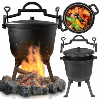 Kotlík na guľáš - Caulted Cauldron Maďarský poľovný hrniec pre oheň gril 8L