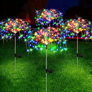 Solárna zapichovacia záhradná lampa - Farebná záhradná solárna lampa 120 LED púpavy solárne solárne žiarovky