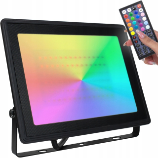 Záhradná fasádna lampa - FAREBNÉ ZÁHRADNÉ SVETLO REFLEXNÉ HALOGÉNOVÉ RGB LED LAMPA IP65 50W DIAĽK.