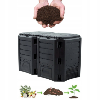 Kompostér do záhrady - Dva -Chamber Composter 800L Frost -Resistant Black