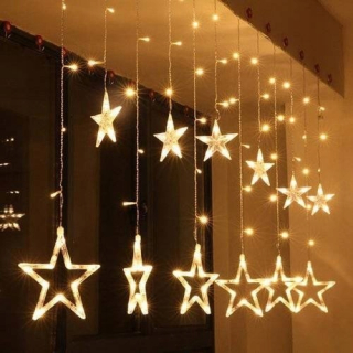 LED závesné lampy biele hviezdy teplé s bleskom