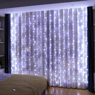 SVETELNÉ ZÁCLONOVÉ LAMPY 300LED DIAĽKOVÉ OVLÁDANIE GARLANDY 3x3m