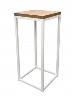 Stojan na kvetináč, kvety - Kovová rada Modern Loft 72 cm biela dubová polica