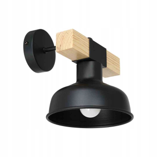 Záhradné nástenné svietidlo - FARO BLACK/NATURAL WOOD nástenné svietidlo 1xE27 60W