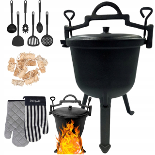 Kotlík na guľáš - Caster Coof Kycle 8l Stojaci poľovný hrniec pre súpravu Grill Grill