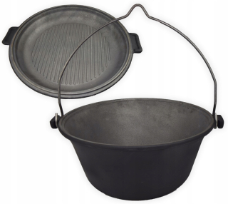 Kotlík na guľáš - Maďarský liatinový kotol + 2in1 panvica