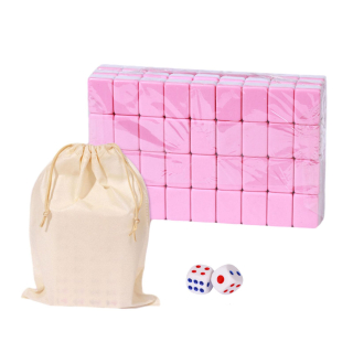 Mini Mahjong Cestovné kocky so 144 dlaždicami, tradičné, ružové, 24 mm