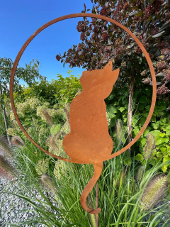 Mačka v kruhovej záhrade dekorácie Corten Rust Art
