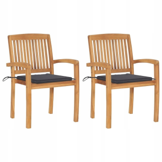 Záhradná stolička - Stoličky 2 ks. Anthracite vankúšiky Teek Wood