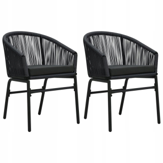 Záhradná stolička - Záhradné stoličky 2 ks. Čierny Rattan PVC