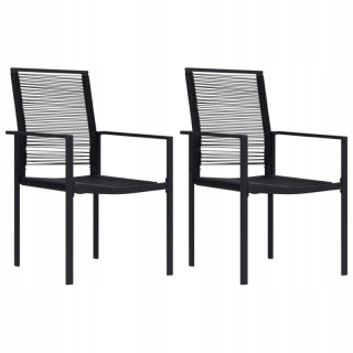 Záhradný stôl, stolík - Záhradné stoličky, 2 ks, Rattan PVC, čierna