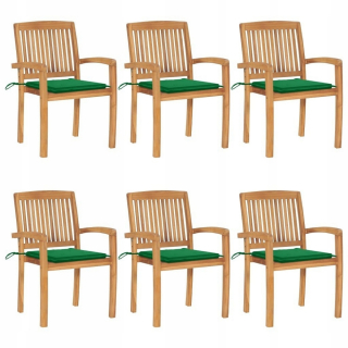 Záhradný stôl, stolík - Stoličky s vankúšmi 6 ks. Lith. Teka Wood