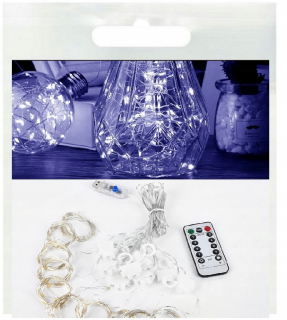 Záhradné girlandy - Svetelná opona 100 LED 3x1m Girlanda Lamps Wire Wirkik White Cold Pilot