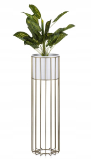 Stojan na kvetináč, kvety - Moderný kvetinový biely stojan 70 cm biely