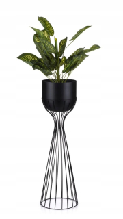 Stojan na kvetináč, kvety - Moderný stojan na kvety s krytom 56 cm LOFT, zlatým rámom a čiernym krytom