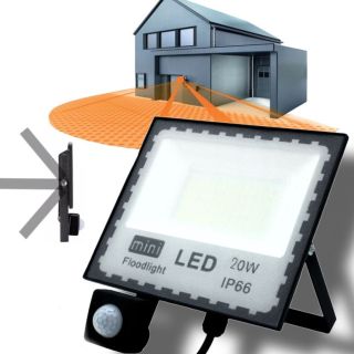 Záhradné halogény - Halogénová lampa 20W LED snímač svetlometov