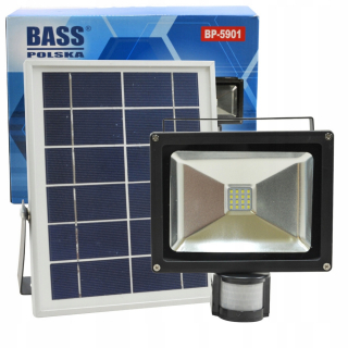 Záhradná fasádna lampa - Solárna halogénová lampa s snímačom pohybu SMD 20W 16 SMD so solárnym panelom