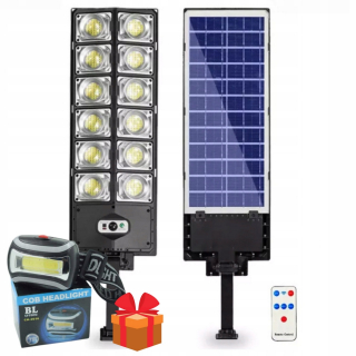 Uličná lampa - Solárna lampa 1200 W Dusk senzor +diaľkové ovládanie