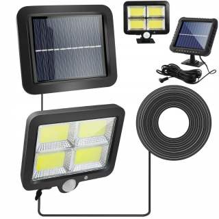 Uličná lampa - Solárna lampa 128 LED COB Motion a Dusk Sensor 3 Panel Modes