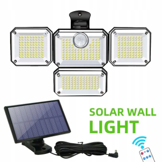 Záhradná fasádna lampa - Solárna lampa 333 stena LED + senzor + diaľkové ovládanie snímača súmraku