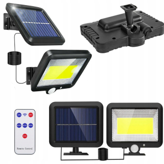 Uličná lampa - Solárna lampa COB 100 LED solárny panel Twilight Pilot MUSEL SNODOR
