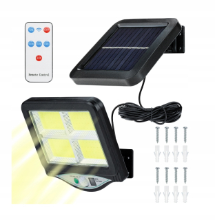Uličná lampa - SENZOR POHYBU SOLÁRNEJ LAMPY + DIAĽKOVÉ 128 LED IP65