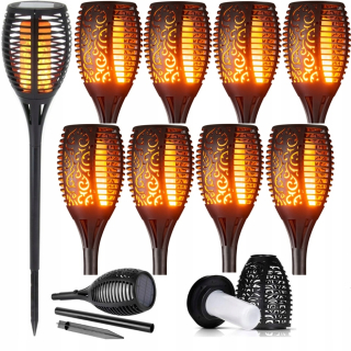 Záhradná lampa - LED solárna lampa 8ks derivát plameňa účinku