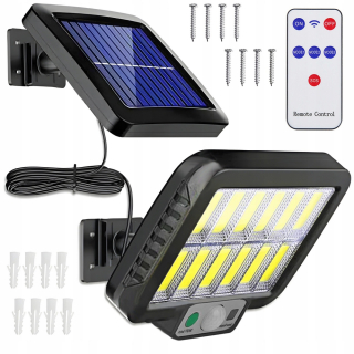 Uličná lampa - SOLÁRNE LED LAMPA COB PANEL SNÍMAČA POHYBU + DIAĽK