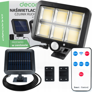 Záhradné halogény - LED solárna lampa halogénové svetlomet s senzorom duskového pohybu COB 12W