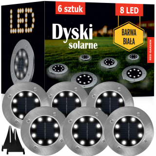 Solárna zapichovacia záhradná lampa - Záhradná solárna lampa LED žiarovka 6x disk