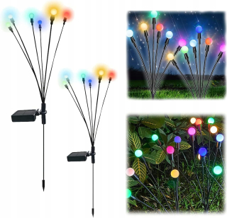 Záhradná závesná lampa - GOLEČKY POHONNÉ SO SLNOU LAMPOU 8 LED ZÁHRADNÉ RGB 2X