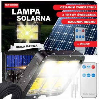Uličná lampa - Solárna lampa s Dusk Motion Sensor LED COB Street + diaľkové ovládanie