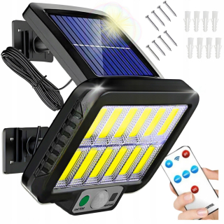Uličná lampa - LED solárna pouličná lampa s snímačom pohybu súmraku 100 W 1400LM + diaľkové ovládanie