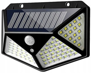 Uličná lampa - NÁSTENNÁ LAMPA DVOROVÁ 100LED SOLÁRNA LAMPA SO SNÍMAČOM POHYBU SÚMRAK