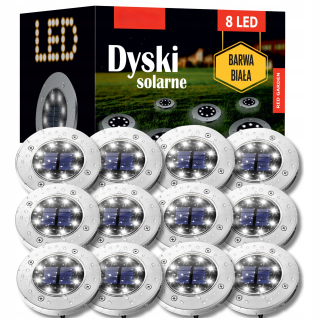 Solárna zapichovacia záhradná lampa - SOLÁRNE LAMPY ZÁHRADNÝ DISK ZÁHRADNÉ SVETLÁ ZEMNÉ KOTÚČE 12 ks PREMIUM