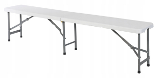 Záhradná lavica, lavička - Skladacia lavica cateringu, biela 183 x 30 cm