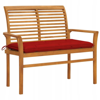 Záhradná lavica, lavička - Záhradná lavica s červeným vankúšom 112 cm dreva
