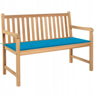 Záhradná lavica, lavička - ZÁHRADNÁ LAVICA S MODRÝM VANKÚŠOM 120CM DREVO T