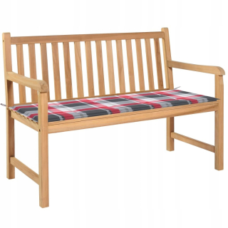 Záhradná lavica, lavička - Záhradná lavica s červeným vankúšom mriežky 120 cm t
