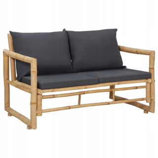 Záhradný stôl, stolík - Záhradná lavica s vankúšmi 115 cm bambus