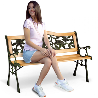 Záhradná lavica, lavička - Vidaxl Garden Bench, 112 cm, tuhé jedé drevo