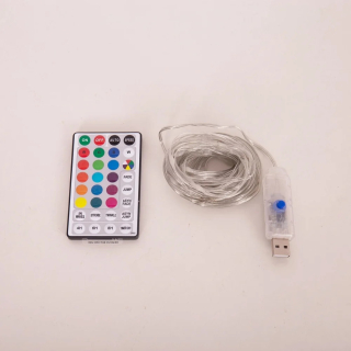 Svetelný stĺp do záhrady - LED svetelný reťazec USB sedem farebných synchrónnych flash rgb mágie kožený drôt