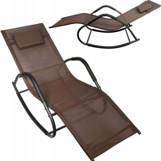 Záhradné lehátko - Garden Deckchair s baldachýnom, polícia, hnedá