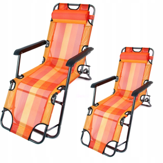 Záhradné lehátko - Skladacie paluby, oranžové záhradné pásy 2 ks